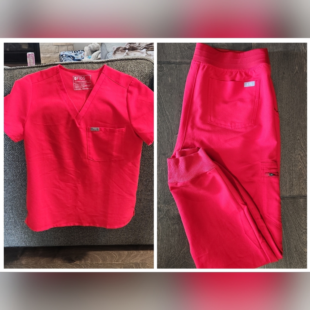 Figs Women's Red Scrub Set